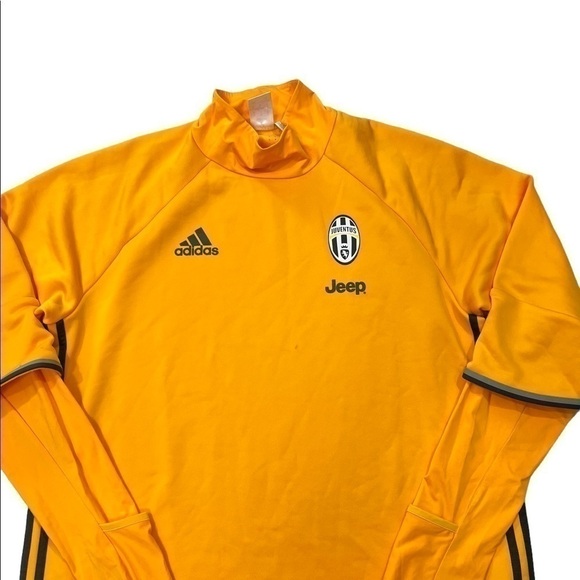 adidas juventus yellow long sleeve warm up jersey mock neck climacool - Picture 4 of 9